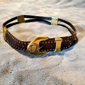 Leather belt with Gold Medallions
